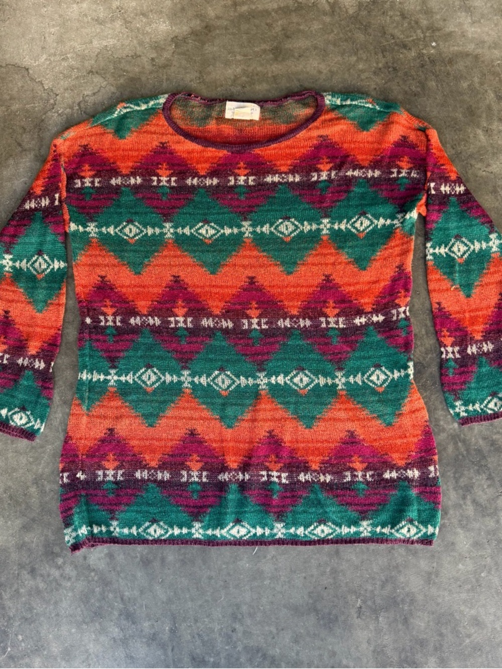 Ralph Lauren Denim Supply Sweater Women’s M Aztec Pullover Bright Knit Casual